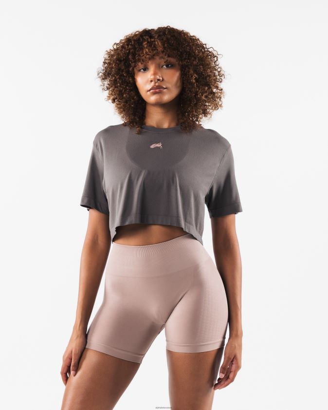femmes vêtements 46FZDN208 Alphalete tête de loup airtech ss crop gris béton poussiéreux