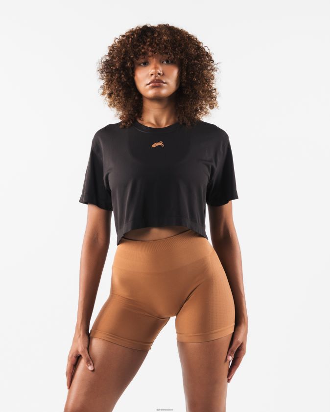 femmes vêtements 46FZDN209 Alphalete tête de loup airtech ss crop marron galet