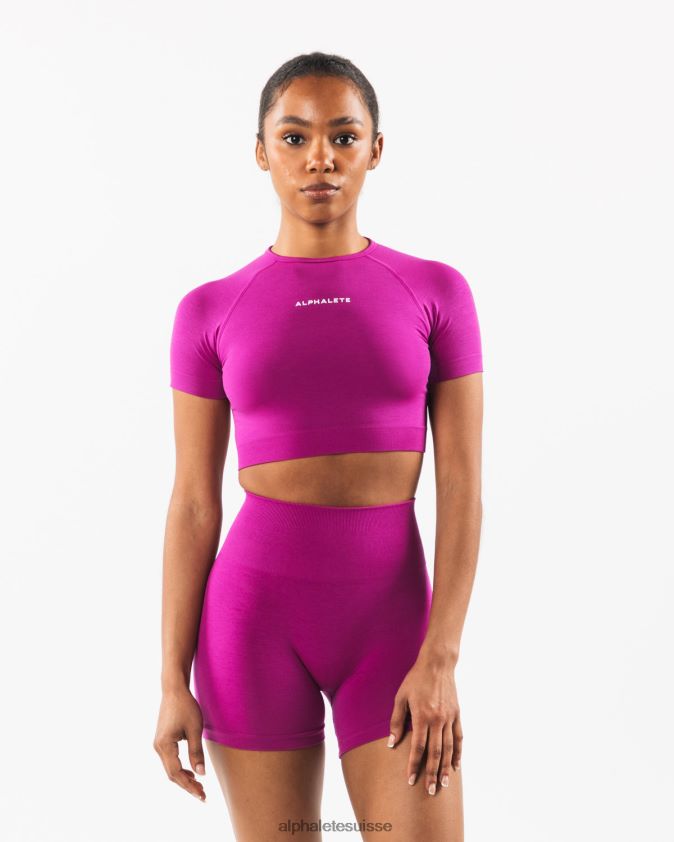 femmes vêtements 46FZDN221 Alphalete amplifier la récolte ss bonbons écrasés rose