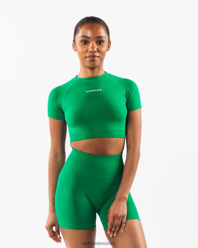 femmes vêtements 46FZDN224 Alphalete amplifier la récolte ss vert émeraude