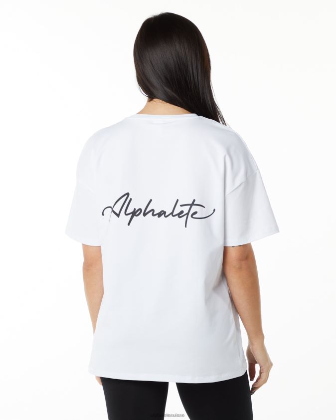 femmes vêtements 46FZDN233 Alphalete t-shirt oversize emblématique blanc noir