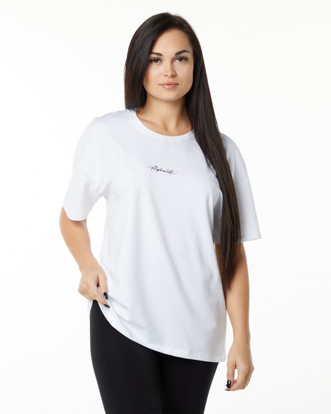 femmes vêtements 46FZDN233 Alphalete t-shirt oversize emblématique blanc noir