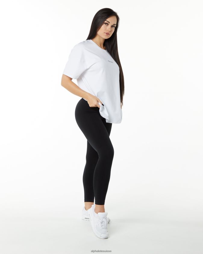 femmes vêtements 46FZDN233 Alphalete t-shirt oversize emblématique blanc noir