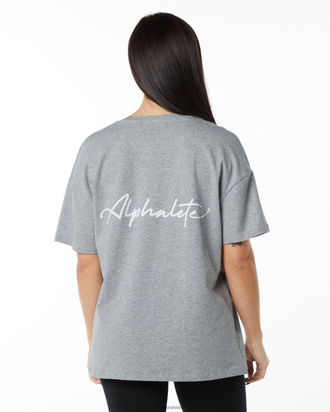 femmes vêtements 46FZDN234 Alphalete t-shirt oversize emblématique gris chiné