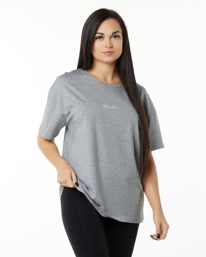 femmes vêtements 46FZDN234 Alphalete t-shirt oversize emblématique gris chiné