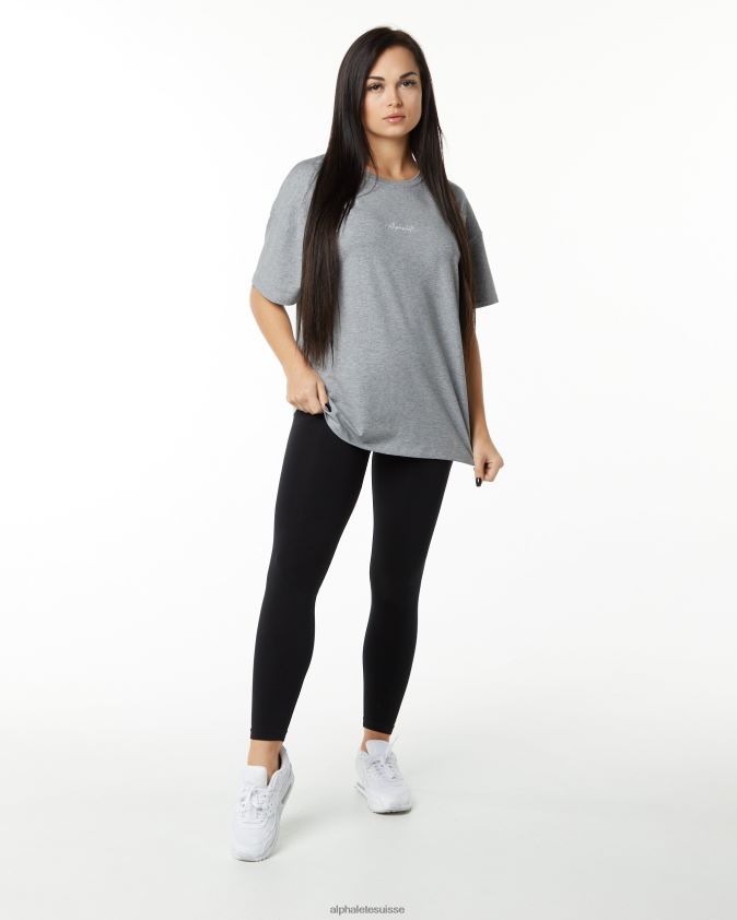 femmes vêtements 46FZDN234 Alphalete t-shirt oversize emblématique gris chiné