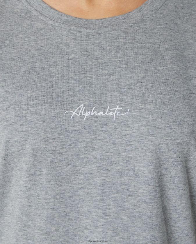 femmes vêtements 46FZDN234 Alphalete t-shirt oversize emblématique gris chiné
