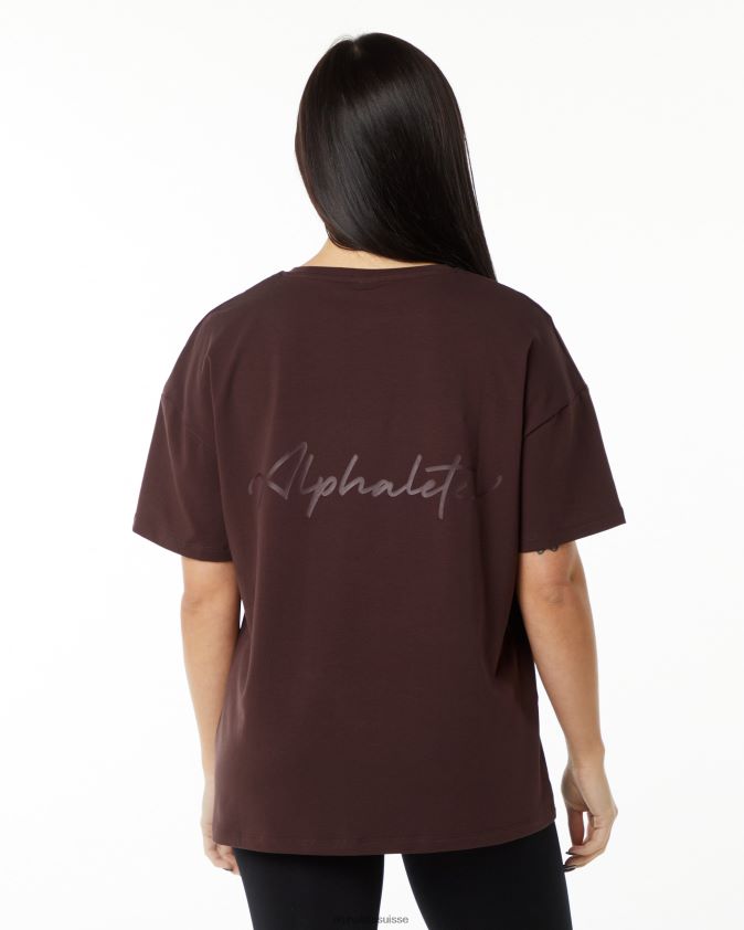 femmes vêtements 46FZDN237 Alphalete t-shirt oversize emblématique rouge bordeaux