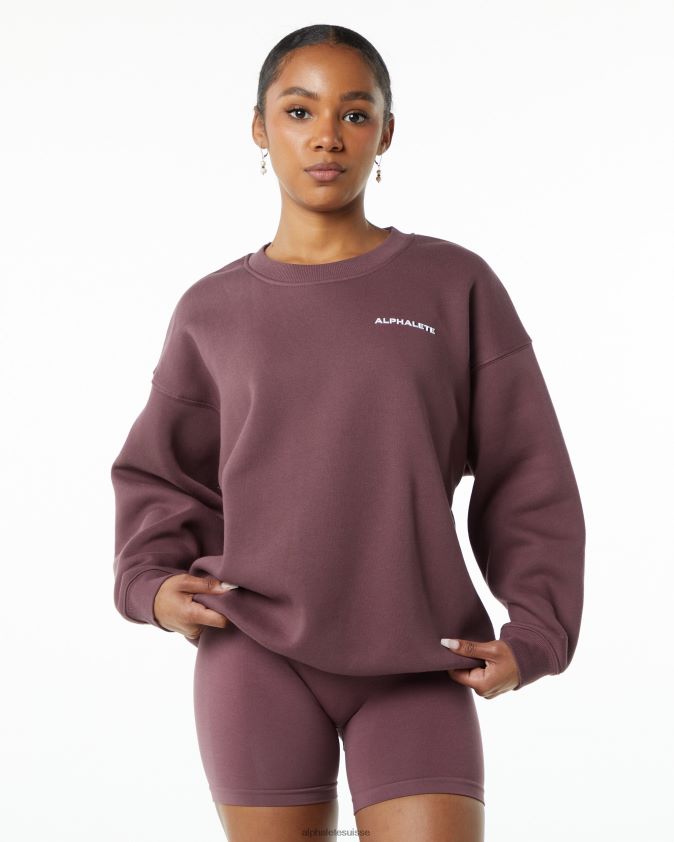 femmes vêtements 46FZDN260 Alphalete équipage classique rouge d'automne