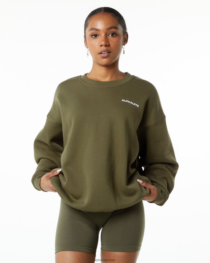 femmes vêtements 46FZDN261 Alphalete équipage classique saule vert