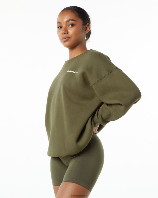 femmes vêtements 46FZDN261 Alphalete équipage classique saule vert