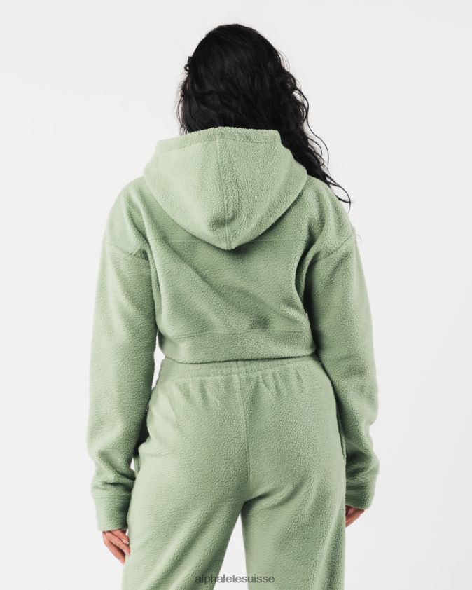 femmes vêtements 46FZDN275 Alphalete sweat à capuche king crop vert sauge