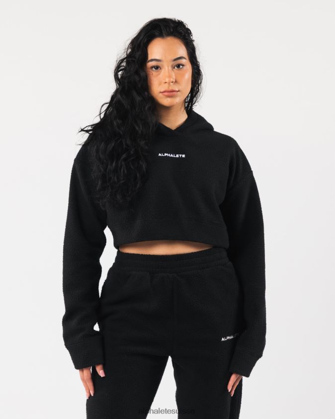 femmes vêtements 46FZDN277 Alphalete sweat à capuche king crop noir