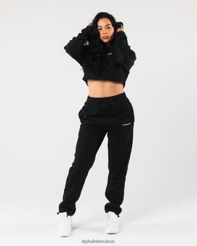 femmes vêtements 46FZDN277 Alphalete sweat à capuche king crop noir