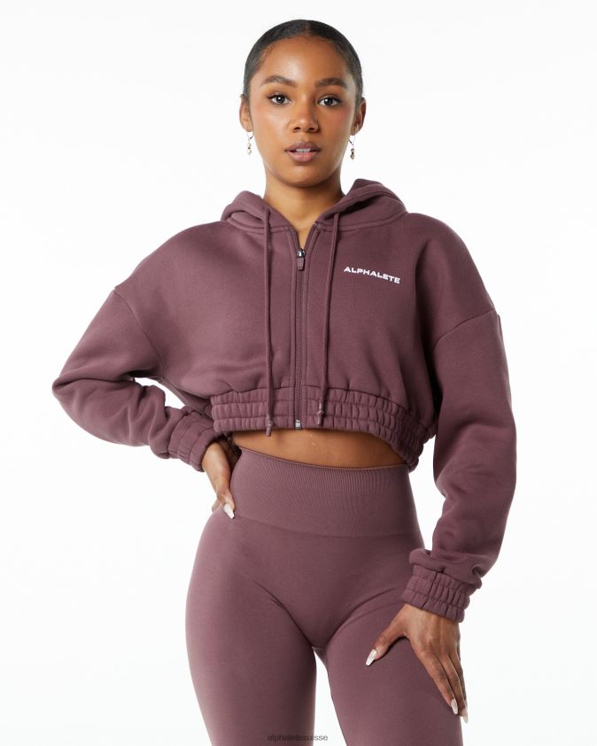 femmes vêtements 46FZDN278 Alphalete veste courte zippée sur toute la longueur Classic Capital rouge d'automne