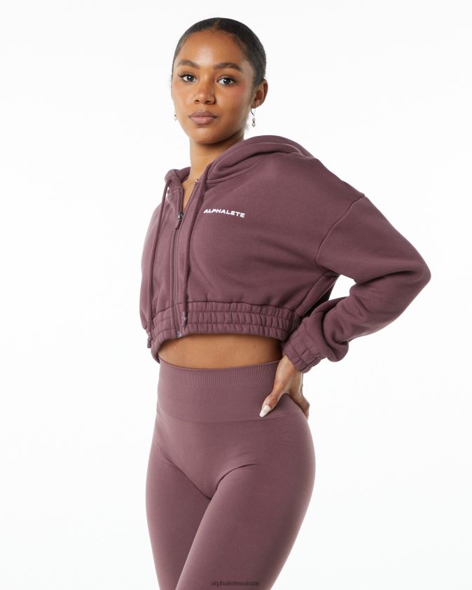 femmes vêtements 46FZDN278 Alphalete veste courte zippée sur toute la longueur Classic Capital rouge d'automne