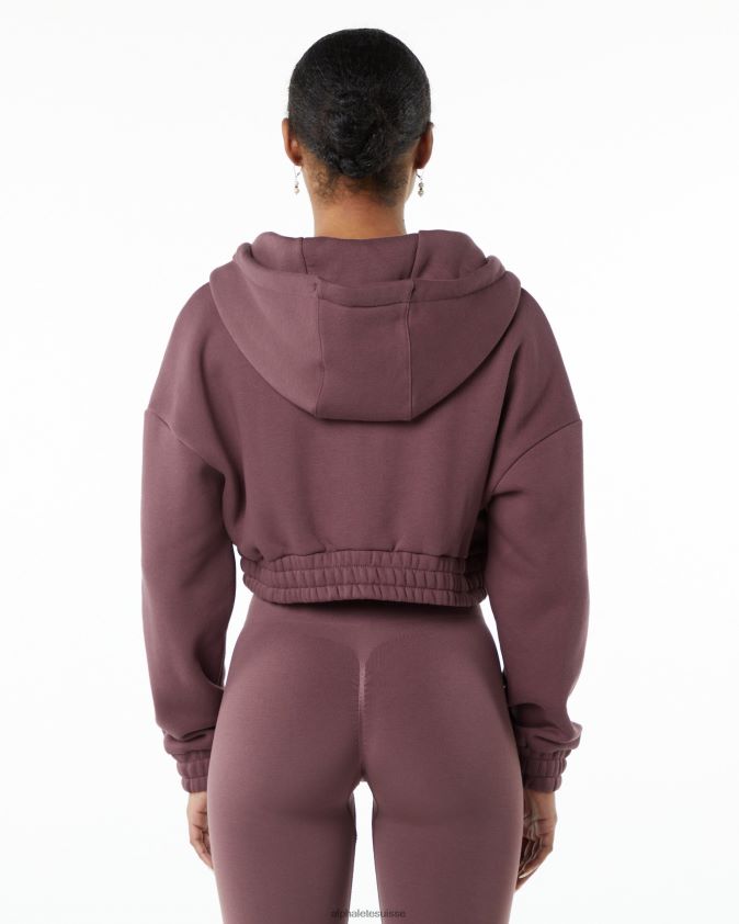 femmes vêtements 46FZDN278 Alphalete veste courte zippée sur toute la longueur Classic Capital rouge d'automne
