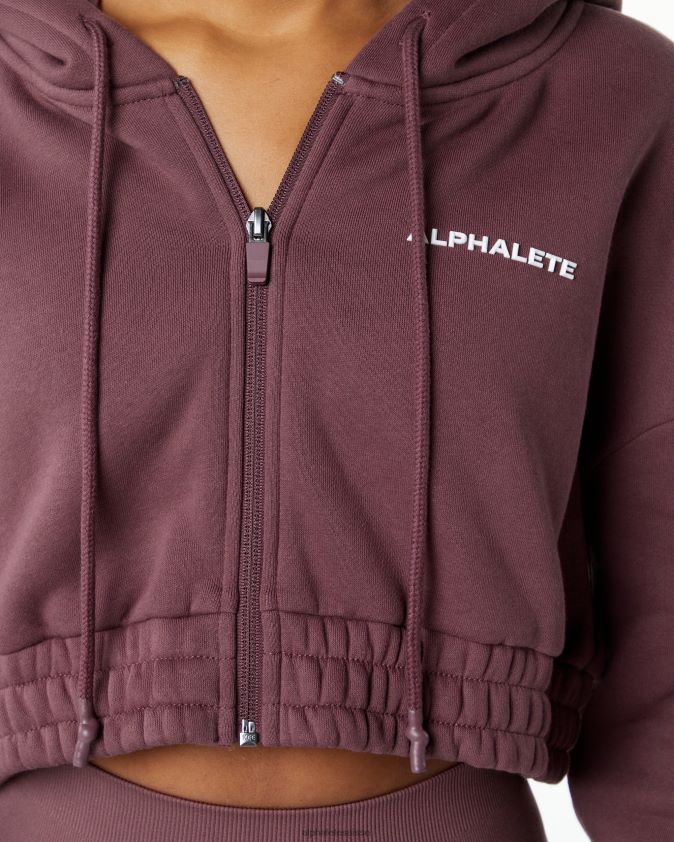 femmes vêtements 46FZDN278 Alphalete veste courte zippée sur toute la longueur Classic Capital rouge d'automne