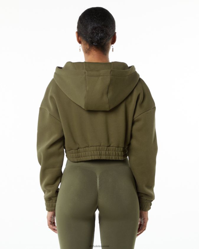 femmes vêtements 46FZDN279 Alphalete veste courte zippée sur toute la longueur Classic Capital saule vert