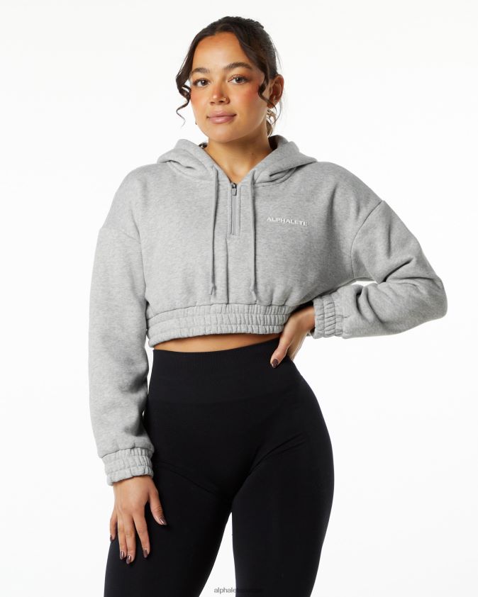 femmes vêtements 46FZDN281 Alphalete sweat à capuche classique gris chiné