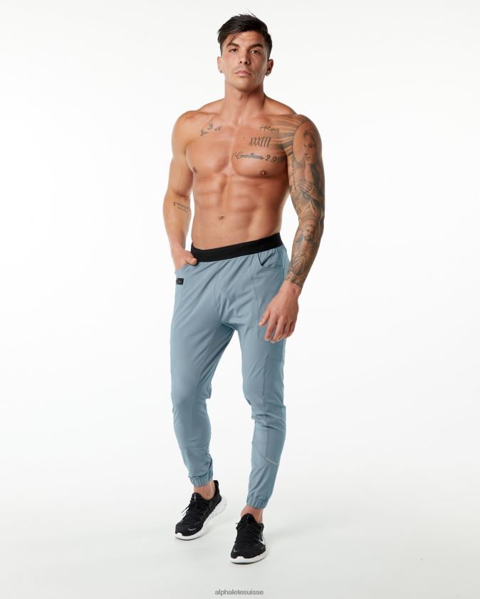 Hommes vêtements 46FZDN737 Alphalete pantalon de studio bleu brouillard