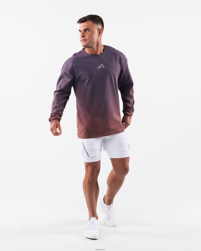 Hommes vêtements 46FZDN494 Alphalete t-shirt tête de loup rose poussiéreuse dégradé violet