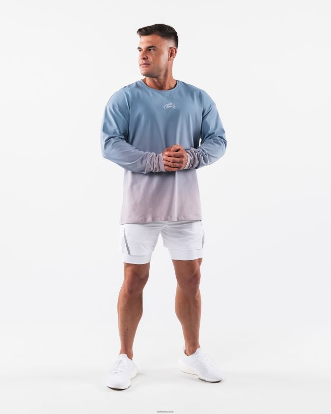 Hommes vêtements 46FZDN496 Alphalete t-shirt tête de loup eau plate dégradé bleu