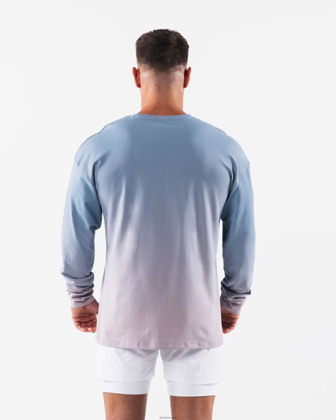 Hommes vêtements 46FZDN496 Alphalete t-shirt tête de loup eau plate dégradé bleu