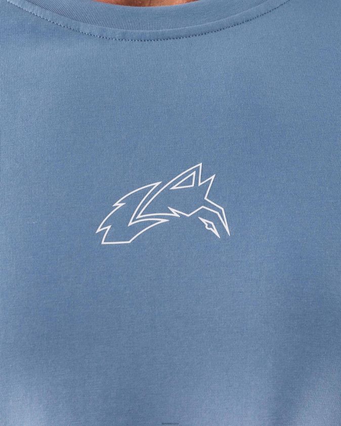 Hommes vêtements 46FZDN496 Alphalete t-shirt tête de loup eau plate dégradé bleu