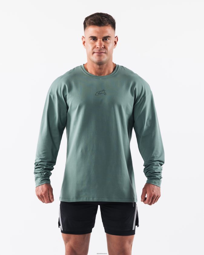 Hommes vêtements 46FZDN500 Alphalete t-shirt tête de loup vert sauge
