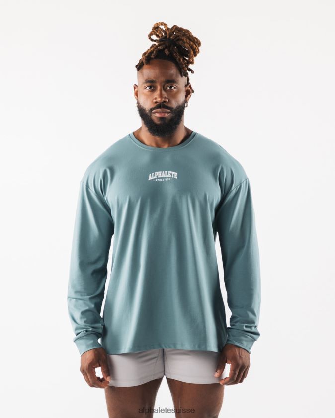Hommes vêtements 46FZDN529 Alphalete aa t-shirt à imprimé cachemire bleu turquoise