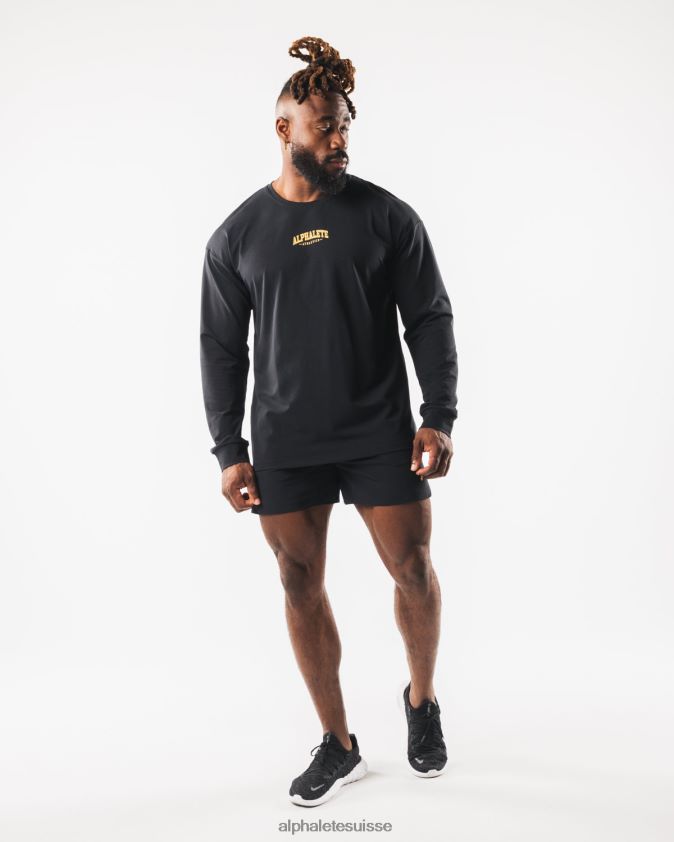 Hommes vêtements 46FZDN532 Alphalete aa t-shirt à imprimé cachemire noir