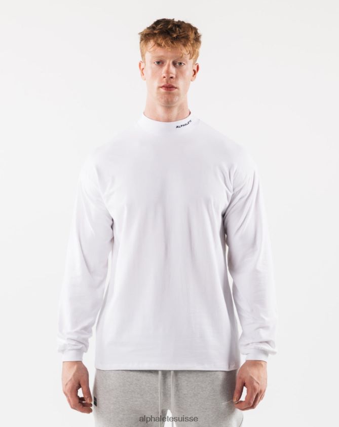 Hommes vêtements 46FZDN538 Alphalete col montant à âme brossée blanc