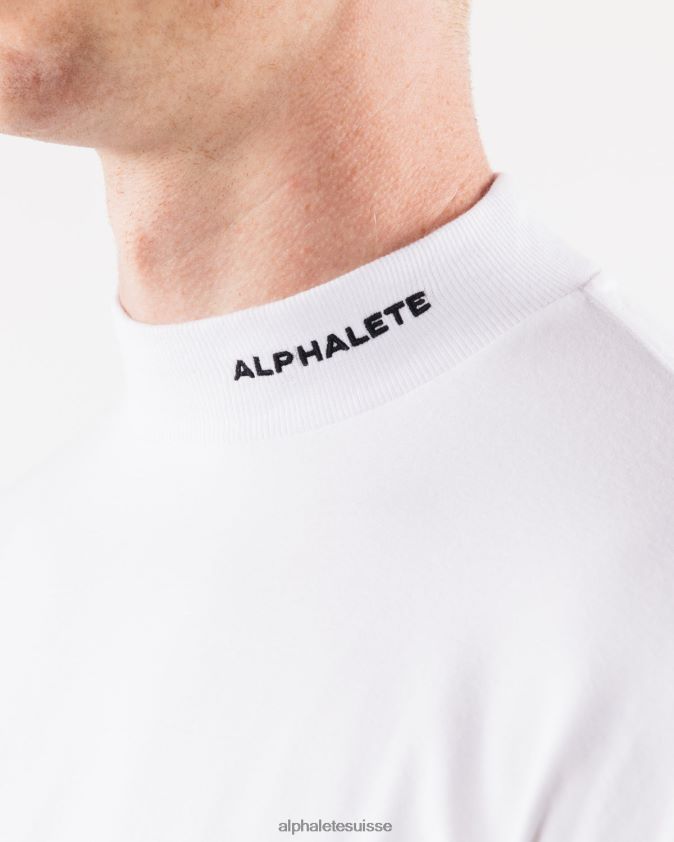 Hommes vêtements 46FZDN538 Alphalete col montant à âme brossée blanc