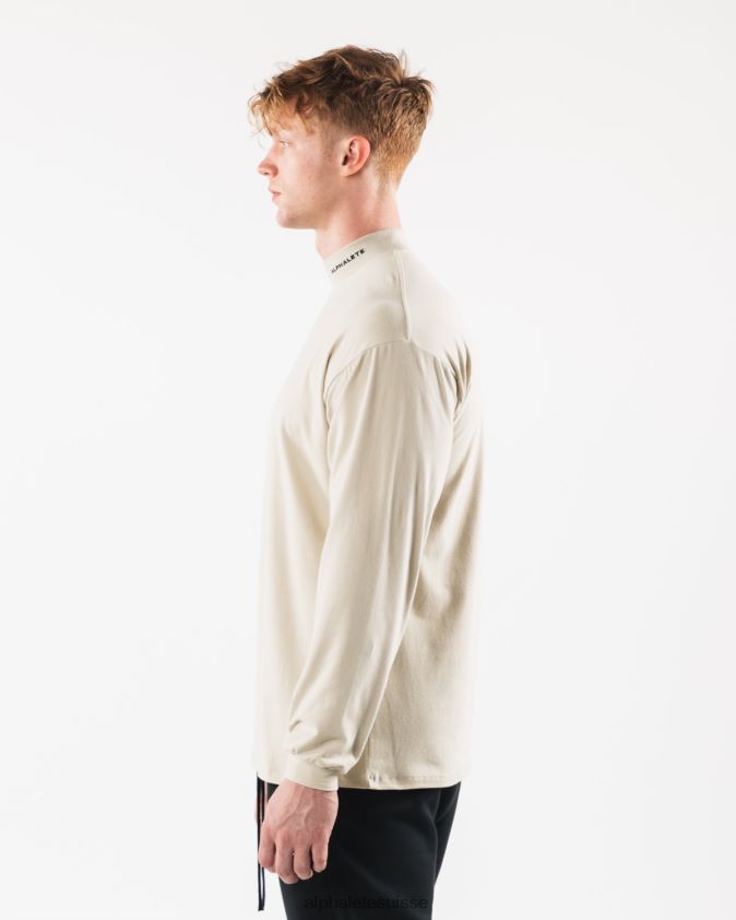 Hommes vêtements 46FZDN539 Alphalete col montant à âme brossée coquillage marron