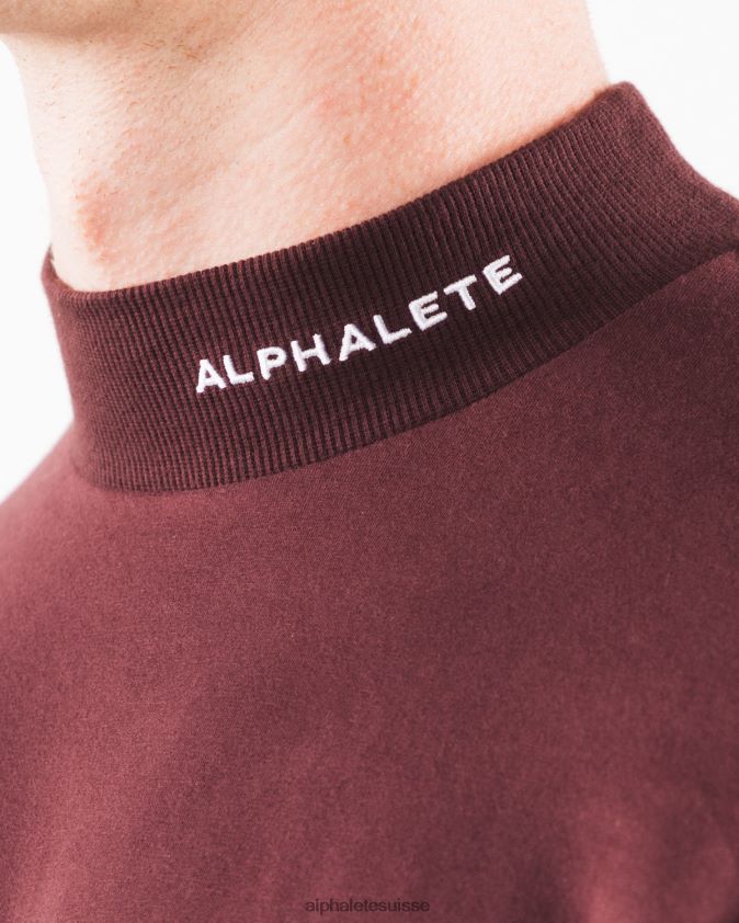 Hommes vêtements 46FZDN540 Alphalete col montant à âme brossée sangria rouge