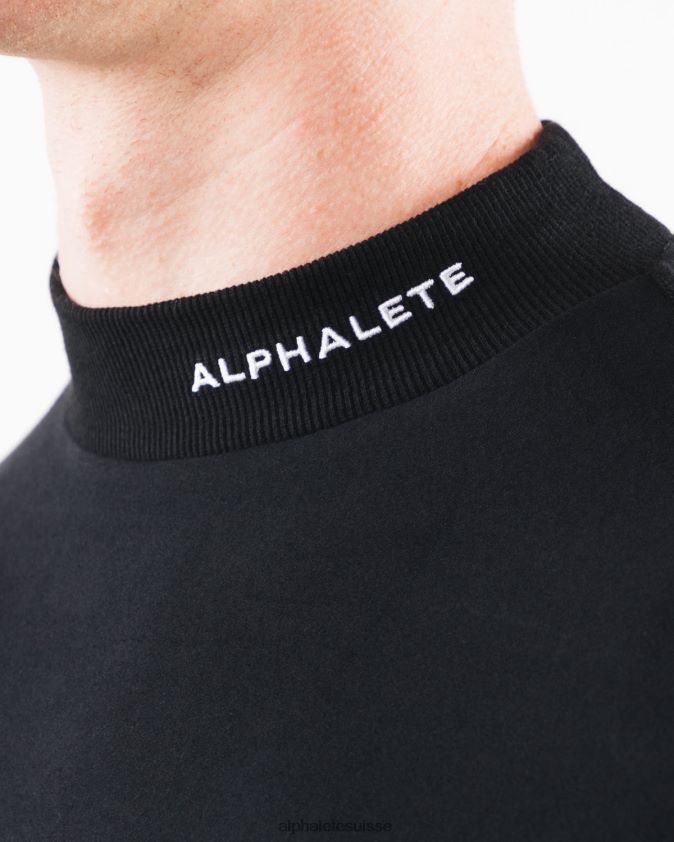 Hommes vêtements 46FZDN541 Alphalete col montant à âme brossée noir