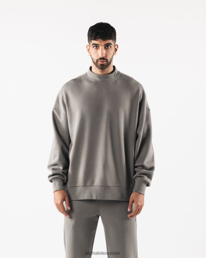 Hommes vêtements 46FZDN752 Alphalete origine col montant ls gris sterling