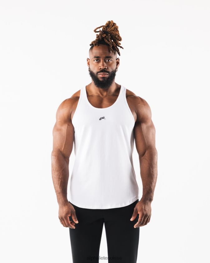 Hommes vêtements 46FZDN563 Alphalete réservoir à tête de loup blanc/étain