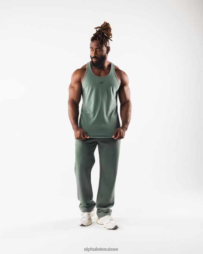 Hommes vêtements 46FZDN567 Alphalete réservoir à tête de loup vert sauge