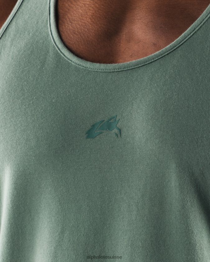 Hommes vêtements 46FZDN567 Alphalete réservoir à tête de loup vert sauge