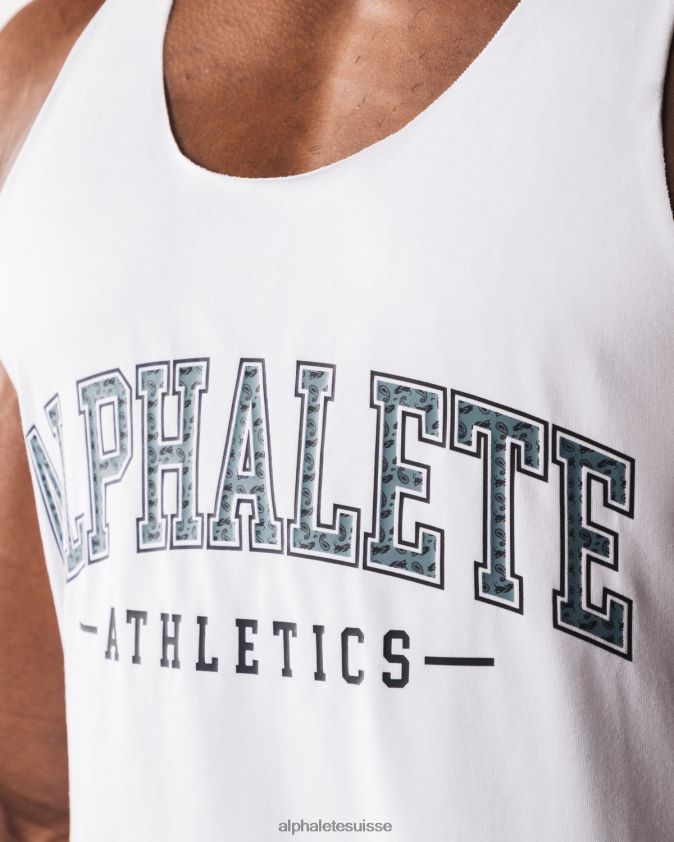 Hommes vêtements 46FZDN578 Alphalete débardeur à imprimé cachemire blanc