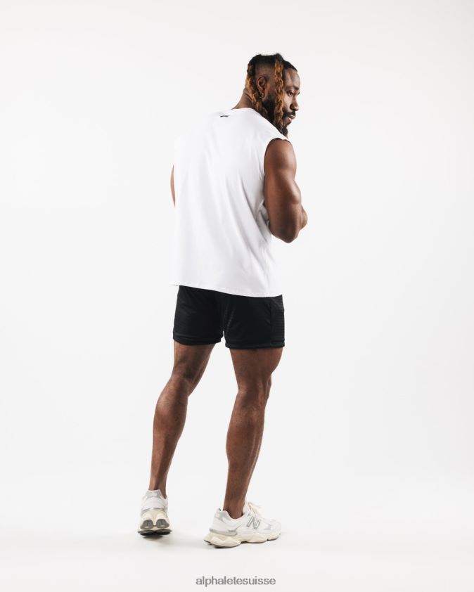 Hommes vêtements 46FZDN583 Alphalete réservoir musculaire à tête de loup brossé blanc