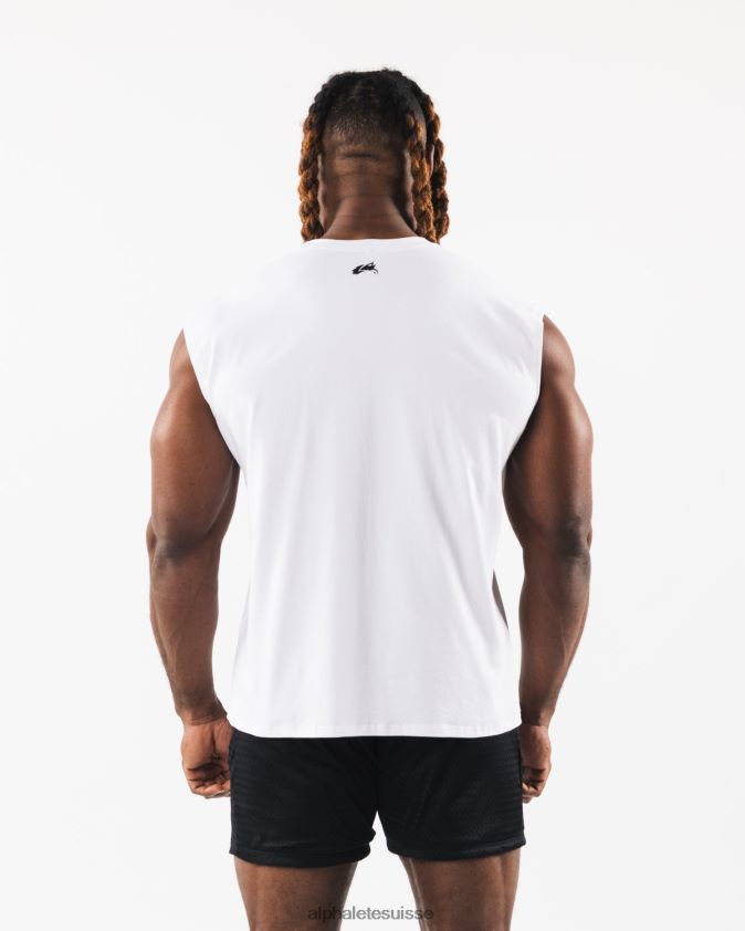 Hommes vêtements 46FZDN583 Alphalete réservoir musculaire à tête de loup brossé blanc