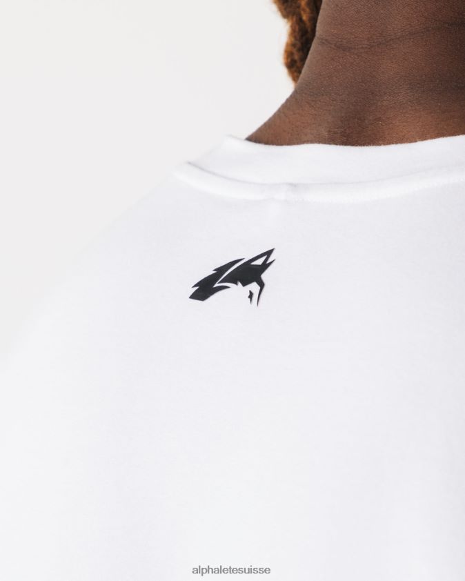 Hommes vêtements 46FZDN583 Alphalete réservoir musculaire à tête de loup brossé blanc