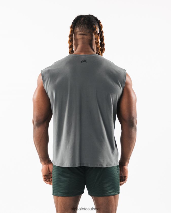 Hommes vêtements 46FZDN586 Alphalete réservoir musculaire à tête de loup brossé gris fumée