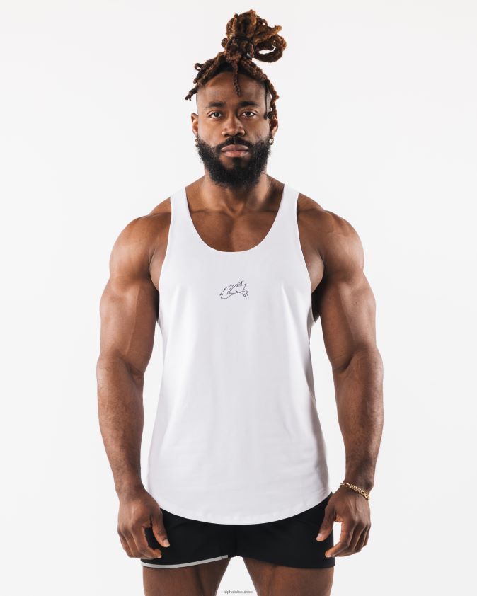 Hommes vêtements 46FZDN592 Alphalete réservoir brut de coupe de tête de loup blanc