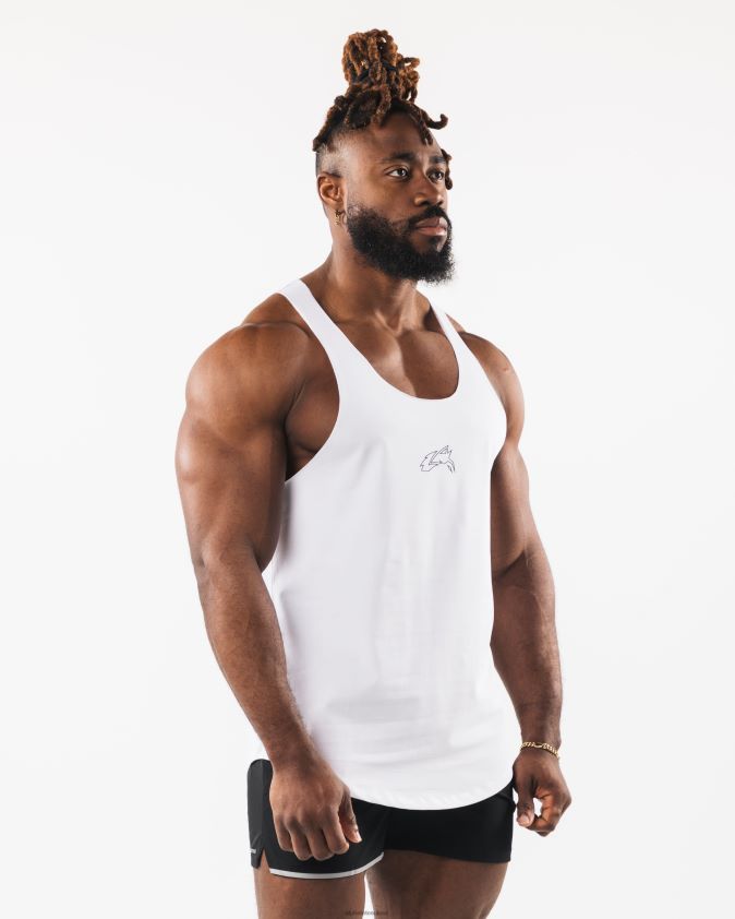 Hommes vêtements 46FZDN592 Alphalete réservoir brut de coupe de tête de loup blanc
