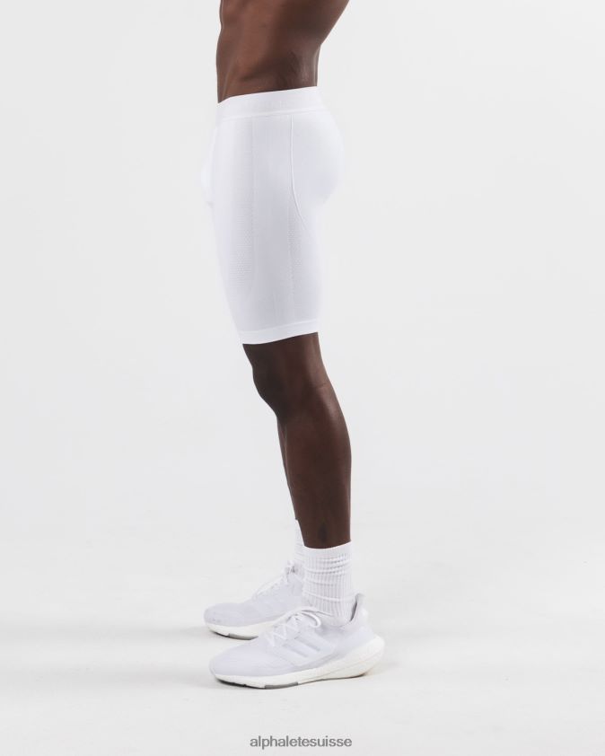 Hommes vêtements 46FZDN652 Alphalete short de compression reformé blanc