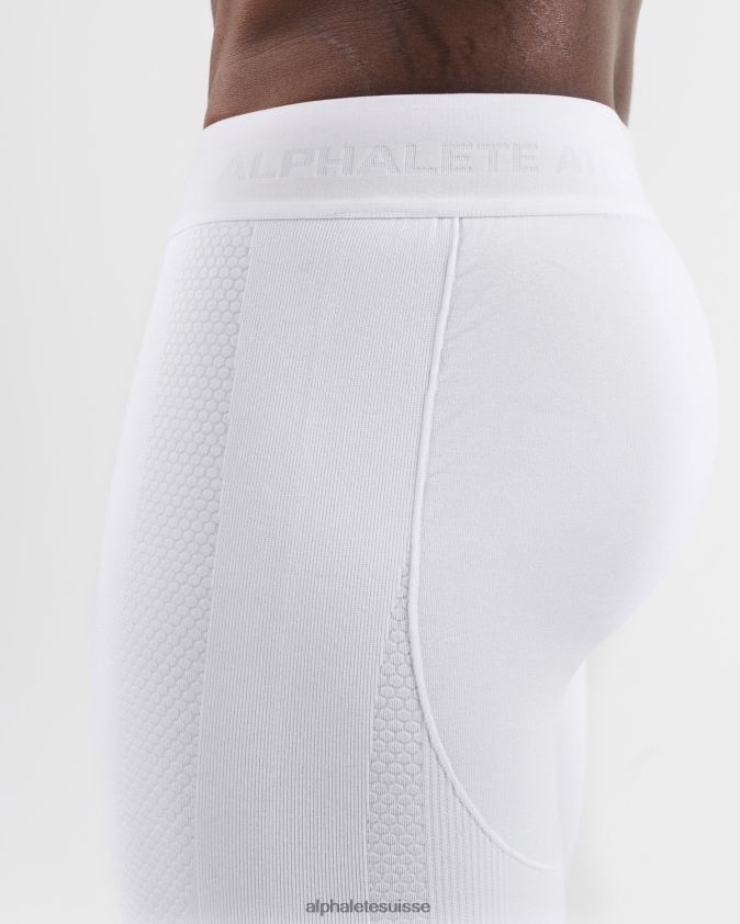 Hommes vêtements 46FZDN652 Alphalete short de compression reformé blanc